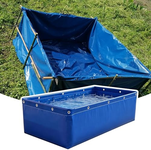 Utomhus fiskdamm, PVC Canvas vattenförvaringstank med dräneringsventil, hopfällbart tillfälligt uppfödningsbassängakvarium, vattenreservoar ovan jord - ingen ram ingår(5x2x1.2m)