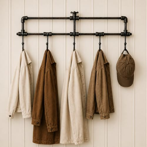 Garden Mile Large Luxury Metal Industrial Style Coat Hooks Wall Mounted Clothes Hangers Heavy Dudy Clothes Rail Coat Rack for Jackets, Bags, Hats & Towels in Bathroom, Bedroom Entryway Hall