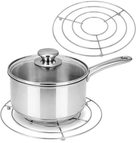 com-four® 2X Topfuntersetzer aus Metall, runder Untersetzer für Töpfe | Pfannen oder Teekannen - Ø 20 cm