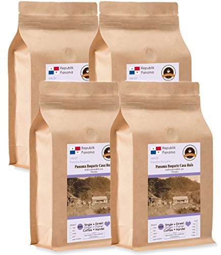Kaffee Globetrotter - Kaffee Mit Herz - Panama Boquete Casa Ruiz - 4 x 1000 g Ganze Bohne - für Kaffee-Vollautomat, Kaffeemühle - Röstkaffee Fair Gehandelt | Gastropack Sparpack