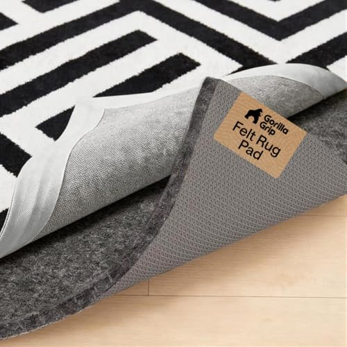 GORILLA GRIP Felt with Rubber Stay in Place Slip Resistant Rug Pad, 1/8 inch Thick, 2x8 FT Protective Padding Under Area Rugs, Cushioned Gripper Pads, Carpet Runners, Hardwood Floors Protection