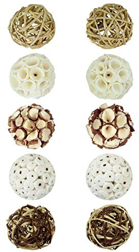 Blue Donuts Decorative Balls for Bowls â€“ Decorative Balls for Centerpiece Bowl Fillers, Assorted Rattan Wicker Balls Orb Grapevine Ball, Vase Fillers Pack of 10