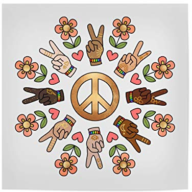 artboxONE Poster 20x20 cm Abstrakt Peace Mandala hochwertiger Design Kunstdruck - Bild Love Equality Flower Power