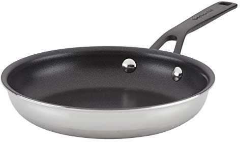 KitchenAid 5-Ply Clad Polished Stainless Steel Nonstick Fry Pan/Skillet, 8.25 Inch