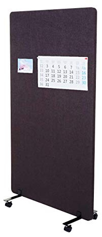 Mendler Akustik-Trennwand HWC-G77 Stoff/Textil - 147x80cm braun-grau | Büro-Sichtschutz, Raumteiler, Pinnwand, doppelwandig rollbar