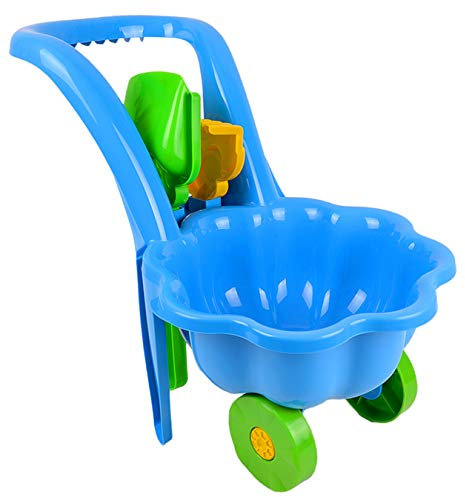 MARMAT Gartengeräte für Kinder Schubkarre Garten Kinder Spielzeug Sandspielzeug Sandkasten + Schaufel + Rechen (blau)
