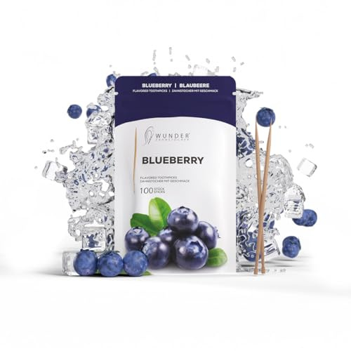Wunder Zahnstocher mit Geschmack - Blaubeere - 100er Refill-Pack - | intensiver Geschmack - frischer Atem - gegen Nägelkauen & Mundgeruch - Alternative zu Kaugummi - zuckerfrei