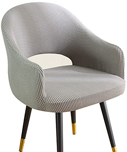 SWJ-swjssb Stuhlbezug Mit Armlehne Bürostuhl Stuhlhussen 1/4/6er Set Grau/WeiB Stretch rund Rückenlehne Wasserdicht Stuhlabdeckung Hussen für Hotel Restaurant Dekor Cafe (Color : D, Size : 2PCS)