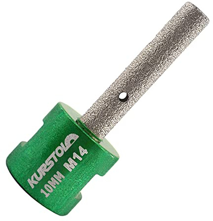KURSTOL Diamant-Fingerfräs-Bit – Durchmesser 10mm x M14 Gewinde zur Vergrößerung der Formung von runden Abschrägungen vorhandenem Loch von Porzellan,Hartkeramik,Granit,Marmor flach