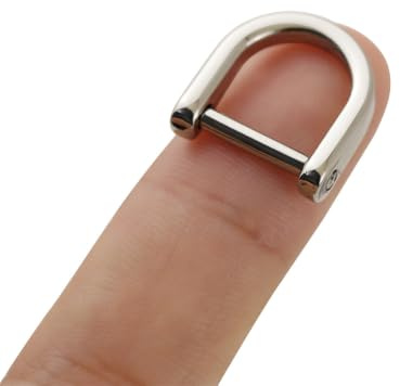 6 pcs Tiny D-Rings Shackle Screw Ring for Key Holder Zip Puller Purse Replacement Paracord Bracelet 0.4 Inch Inside Bar (Silver)