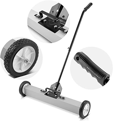 STAHLWERK Balayeuse magnétique MBK-30 ST avec largeur 762 mm et capacité 20 kg, collecteur de copeaux/balayeuse magnétique pour copeaux de métal, vis et autres petites pièces magnétiques