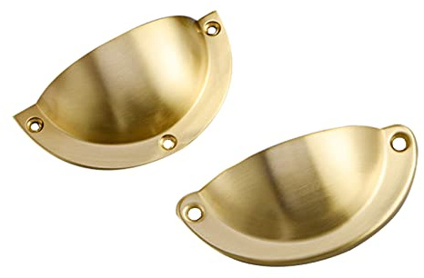 2 Stück Schrankgriffe, Massiver Messing Küchengriffe Vintage Möbelgriff Gold Schrank Griffe Chic Schubladen Griffe 60mm-80mm (60mm/2.4in)