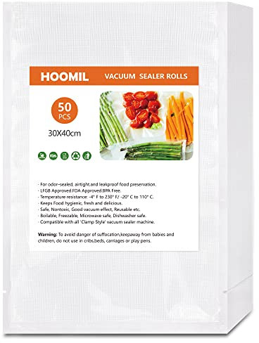 HOOMIL Lot de 30 sacs de mise sous vide, 40/50 sacs, sans BPA, pour tous les aliments