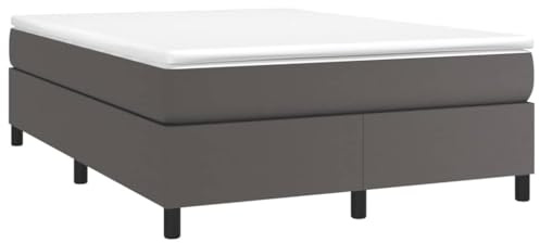 vidaXL Boxspring-sängram grå 140x200 cm konstläder, dubbelsäng, säng, säng ram, dubbelsängar, sängar, säng ramar, resårmadrass, resårmadrasser