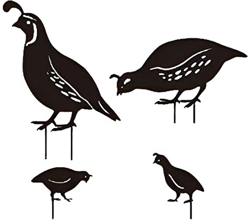 Dirfuny Gartendeko Metall Wachtel, 4 Stück Ostern Stecker Garten Wachtel Deko, Gartenstecker Baumstecker Rost Metalldeko Wachtel Tiere Dekoration für Garten Draußen