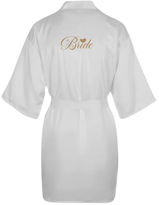 BABY SHOWER CHOCOLATE Robe für Brautjungfern, Satin-Kimono, Vorbereitung auf die Hochzeitsfeier, Brautparty, Robe für Brautjungfern-Antrag, Geschenke, Braut-Weiß, S-M