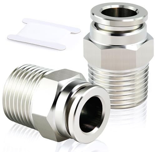 ERGAOBOY 2 Piezas 8mm Tubo OD x 1/4 BSP Rosca Macho Recto Acero Inoxidable 304 Racores de Empuje Neumático