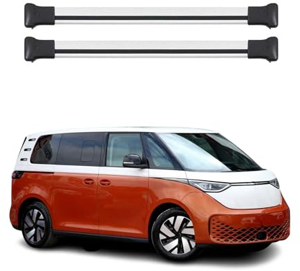 OMAC Dachträger für VW ID. Buzz 2022-2026 Aluminium 2 Stangen Schwarz | TÜV/DIN 75302:2019 geprüft, bis 75 kg Traglast, Querträger, Grundträger