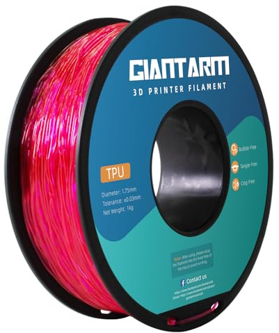 GIANTARM TPU Filament 1,75 mm für 3D-Drucker 1kg, Transparent Rosa