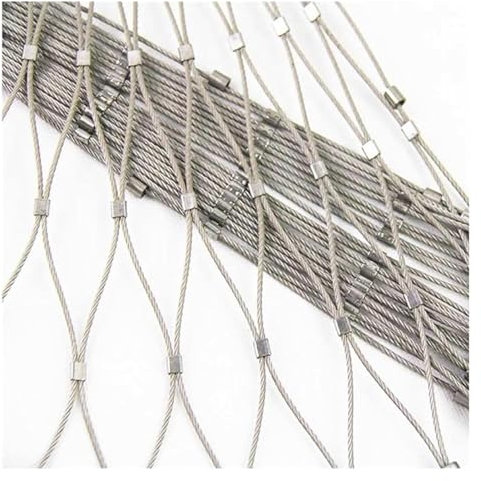 DTVEW Gartennetz, 304 Edelstahl-Seilnetz, 7cm/1,5mm Flexibles Garten-Farm-Treppenschutznetz, Anti-Fall-Schutznetz, Tierbarriere(2x20m)