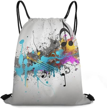 LFDSEPYM Drawstring Backpack Sport Gym Bag Water Resistant Sackpack Snow Mountain Cinch Bag String Bag for Outdoor, Musical With Spray, 35*42cm