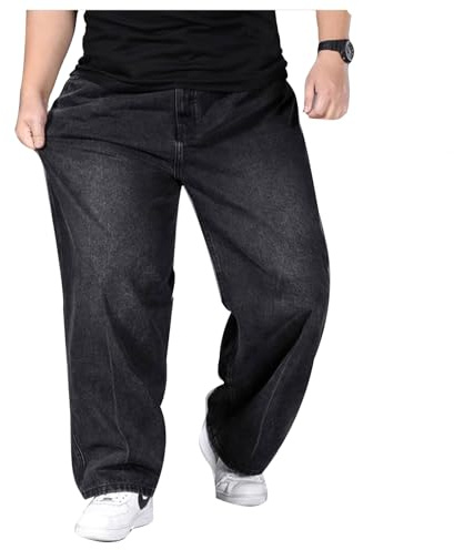 Übergröße Jeanshose - Herren Baggy Jeans Dehnbare Loose Fit-Jeans Hose Männer Hohe Taille Stretch Straight Jeans Hose Stonewashed Denim Lange Jeanshose Freizeithose Jogginghose Cargohosen (C,4XL)