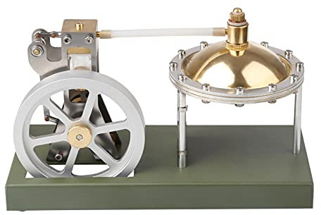 BAUBAUPLAY Stirlingmotor Bausatz, Externer Verbrennungsmotor Sterling Engine Kit, Retro Metall Simulation Vertikaler Transparenter Zylinder mit Kessel Sterling Motor