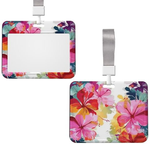 Ausweishalter mit Umhängeband, vertikale Kunststoffhülle, Hawaii-Blume, Kartenhalter für Arbeitsausweis, U-Bahn-Karte, Zugangskarte