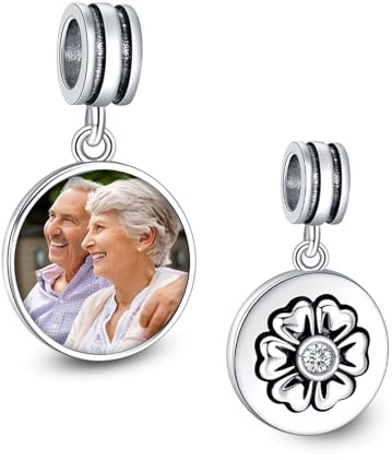 NINGAN 925 Sterling Silber Personalisierte Charme, Rund, HerzföRmige, Quadratische Charme, Personalisierte Foto Benutzerdefinierte AnhäNger, FüR Frauen ArmbäNder, Halsketten, Geburtstagsgeschenke