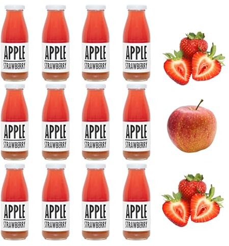 PRESSUICE Cloudy Apple and Strawberry Juice 100% Cold-Pressed NFC 12x250 ml | 12 Bottles Pack, Naturally Sweet Flavour, Not From Concentrate, Naturally Cloudy, No Added Sugar, No Additives, Vegan