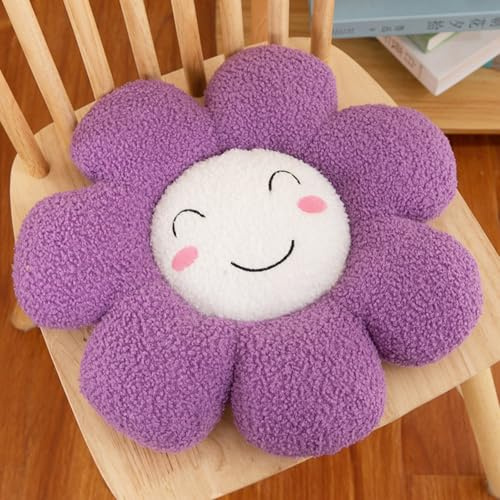 Blume Stuhlkissen, Blumenförmige Wurfkissen, Blumen bodenkissen Groß, Weiches Sitzkissen, Plüschkissen, Sofa-Pads für Mädchenzimmer, Babyzimmer, Heimdekoration Aesthetic Kinderzimmer (Lila,40 cm)