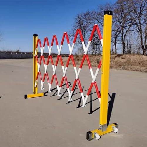 Ausziehbarer Barrikadenzaun aus Metall mit einziehbarem Auffahrtstor, Rot, 120 x 400 cm