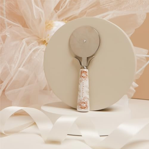 CLARALUNA Bomboniera Matrimonio Utile Tagliapizza con Manico in Porcellana (Decoro Rose)