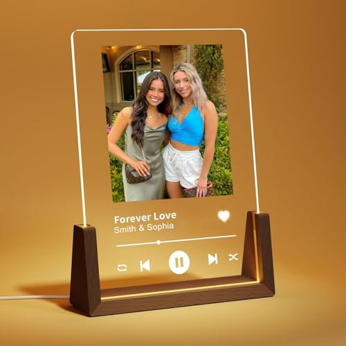 Placa personalizada de Spotify para regalo, placa acrílica personalizada con marco de música romántica para cumpleaños, novia, placa Spotify (multicolor, luz cálida de un solo color)