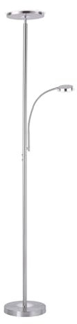 Licht-Erlebnisse LED Deckenfluter Metall in Stahl Wohnzimmer 193 cm 3000 K Touch Dimmer mit Lesearm stilvoll schwenkbar Ambiente Stehleuchte Modern HALDOR