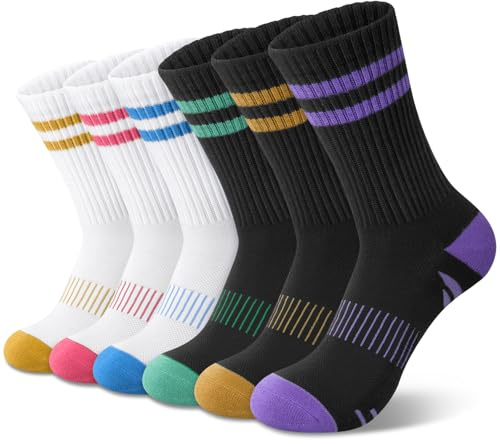 Tialfas 6 Paia Di Calzini Crew Sportivi Per Donna Ideali Per Escursionismo Corsa Palestra E Allenamento Calze Compressive Con Imbottitura