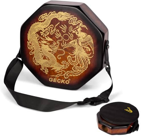GECKO Octagonal Cajon Drum, Portable Hand Percussion Instrument with Detachable Strap & Carry Bag, Birchwood Body & Rich Sound