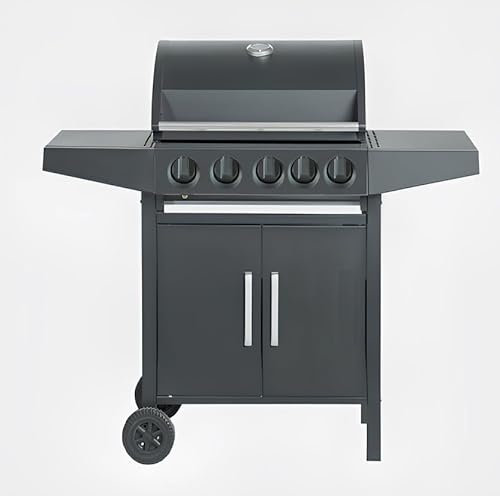 Barbecue a gas Ambra garden Dakota 4 fuochi + 1 fornello laterale grigia acciaio smaltato