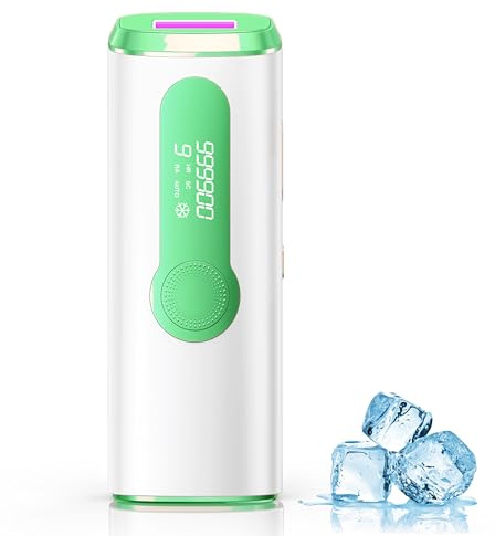 Haarlosy IPL Geräte Haarentfernung Laser mit Gefrierfunktion - Schmerzfreie Haarentfernungsgerät mit 3 Funktionen HR/SC/RA, 9 Stufen 999.900 Blitzen für Frauen, Achseln, Beine, Bikini, Körper - Grün