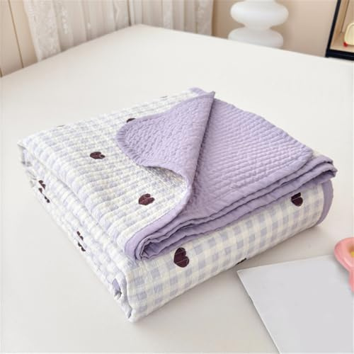 Chickwin Tagesdecke Baumwolle Bettüberwurf Gesteppt für Einzelbett Doppelbett, Blumen Drucken Reversible Gemütlich Tagesdecke Schlafzimmer Steppdecke Überwurf Sofaüberwurf (Herz,180x200cm)