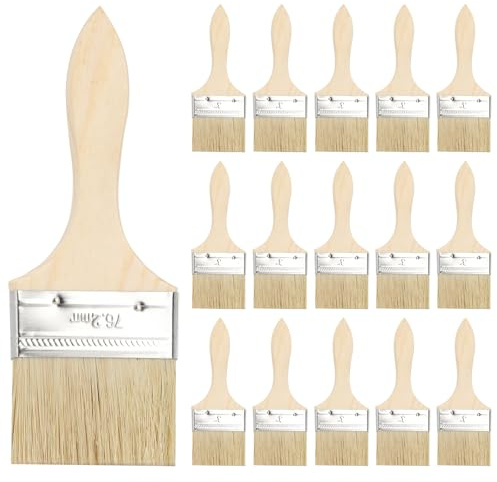 SEUICYNE Juego de 16 pinceles para barnizar madera, 75 mm de ancho, juego de pinceles planos, juego de pinceles de pintor, pinceles para barnizar, barniz de madera, pinceles planos para manualidades