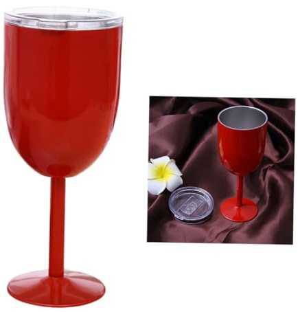SMASOLO Verres à Vin Acier Inoxydable à Double Paroi Pour Blanc Toast Cocktail Avec Couvercle Transparent