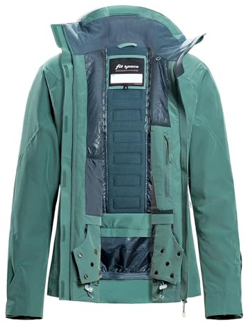 fit space Women's Pro Ski Jacket, Waterproof 15K Snowboard Jacket, Insulated Winter Coat with Helmet Hood & Armpit Vents, Light Green Medium