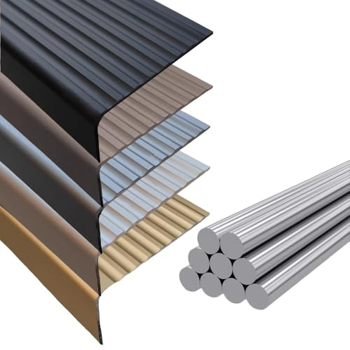 KGPGNYMYHA Selbstklebende Winkelprofil Metall Treppenkantenschutz Für Innen Außenbereich, Treppenprofil Holz/Fliesen/Marmor/Betonböden, Einfach Zu Installieren(Brown,150cm/60in)