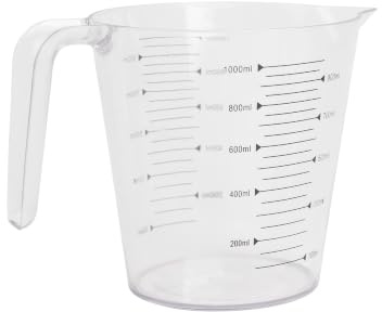 Dc Casa Caraffa Professionale Graduata 1 Litro – Caraffa in Plastica Resistente con Scala di Misurazione | Utensile da Cucina per Liquidi e Ingredienti