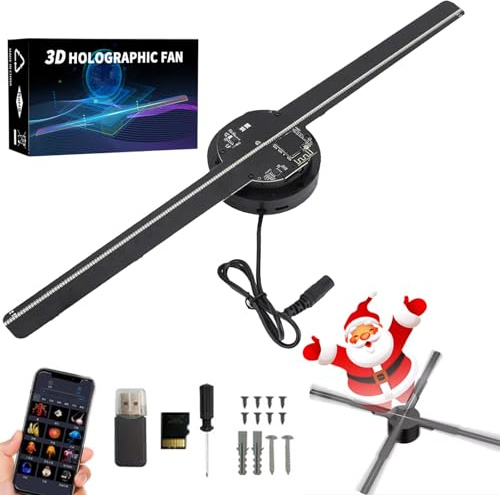 My Holo Screen, Myholoscreen, 3D Hologram Fan LED Projector, Christmas Tree Hologram Fan Projector with APP Remote, Wi-Fi LED Holographic Display, 3D Hologram Fan for Bar, Christmas, Halloween