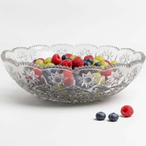 RDK Large Glass Fruit Bowl Clear Crystal Salad Serving Bowl 29cm
