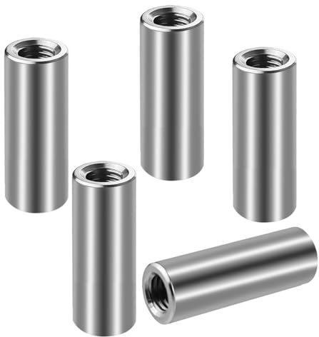 SHBAOCH M8×30mm Gewindehülse, 5 Stück 304 Edelstahl Runde Gewindemuffen, Rund Verbindungsmuttern Langmutter Kupplungsmutter für Halterung Grobgewinde