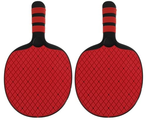 PACKOVE 2 Palas de Tenis de Mesa para Principiantes Superficie Elástica, Color Rojo, Material Plástico Ergonómico, Ideales para Entrenamiento en Interiores y Exteriores