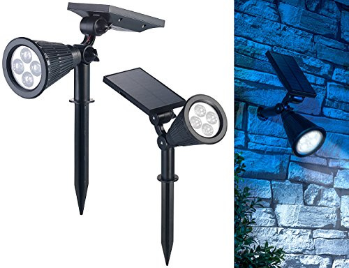 Luminea Gartenspots Solar: 2er-Set Solar-LED-Garten-Spots mit Erdspieß, 200 Lumen, 1,5 Watt, IP44 (Solarspot außen, LED Gartenspot, Baum)